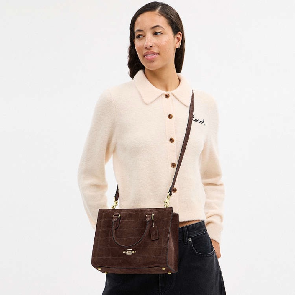 NWT Coach Maggie Small Tote Gold hardware/Maple Crocodile-embossed suede CCC71 - Picture 15 of 16